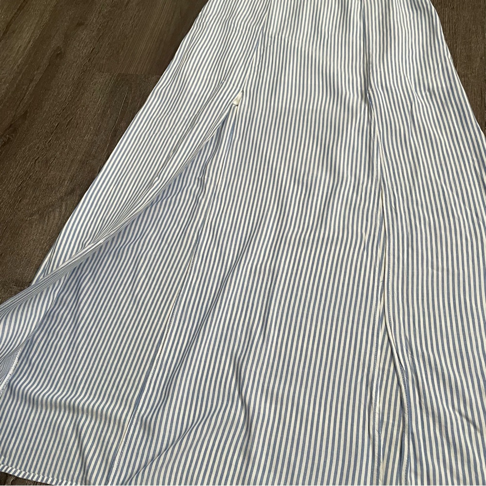 Cotton Candy Blue & White Striped Maxi Dress with Front Tie - Picture 3 of 15